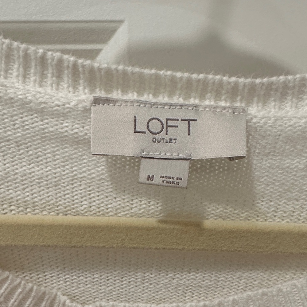 LOFT Cream Ruffle Knit Sweater - Picture 2 of 3
